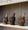 Hand carved Wooden Mortar and Pestle with Crystal gift